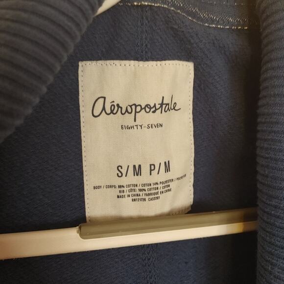 Aeropostale Size S/M Small Medium Medium Blue 100% Cotton Open Cardigan Duster - Picture 6 of 9